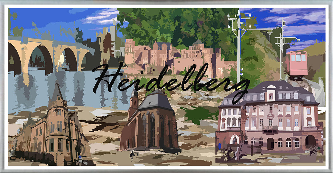 Heidelberg Collage | Giclee auf Holzkeilrahmen