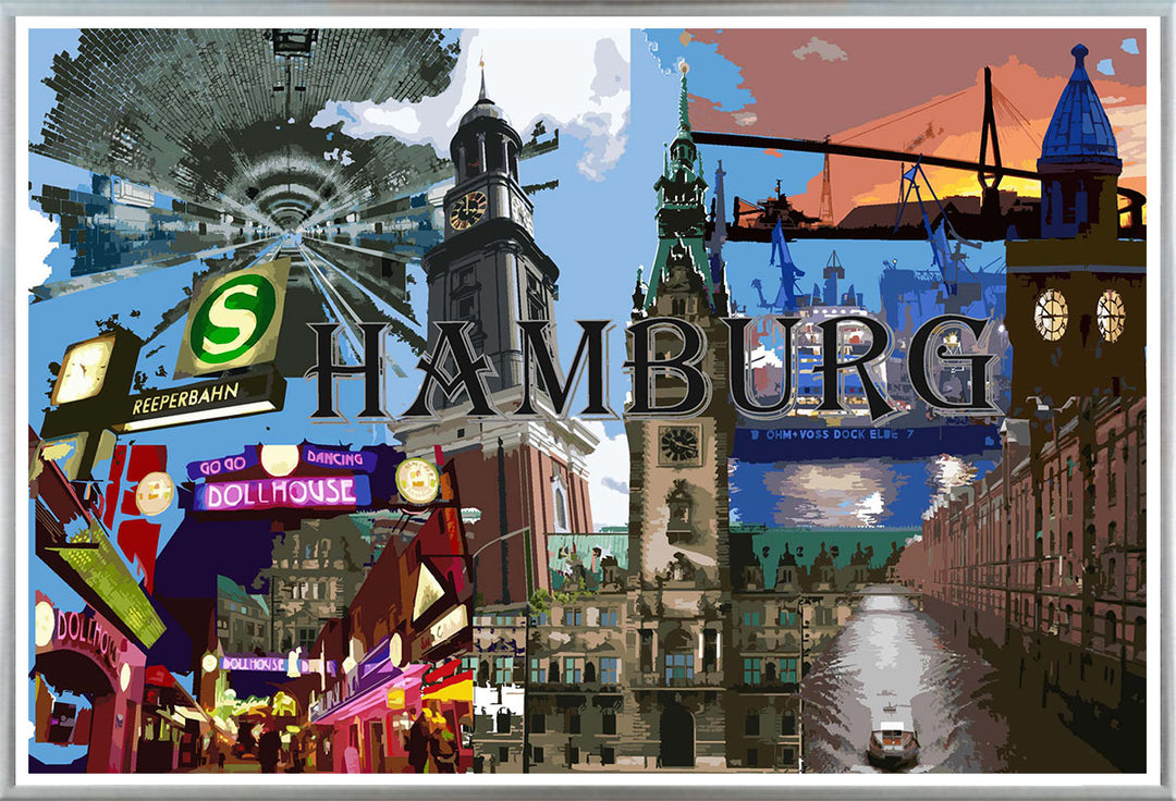 Hamburg Collage No. 4 | Giclee auf Holzkeilrahmen