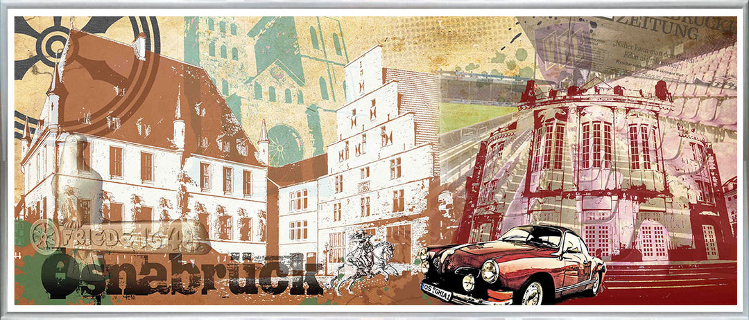 Osnabrück Collage Stadtwaage | Giclee auf Holzkeilrahmen