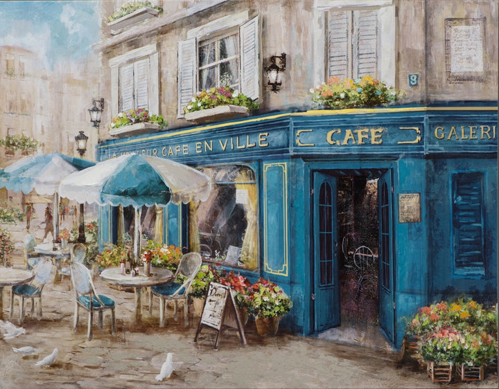 Französisches Café in blau