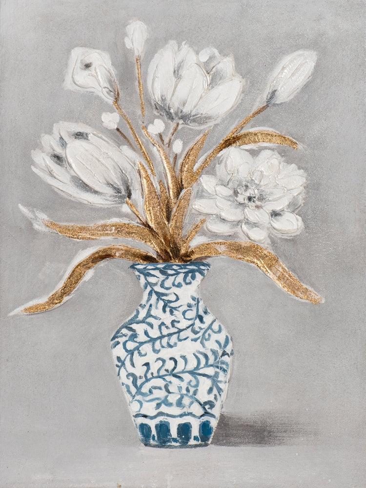 Weißer Blumenstrauß mit goldenen Blättern II