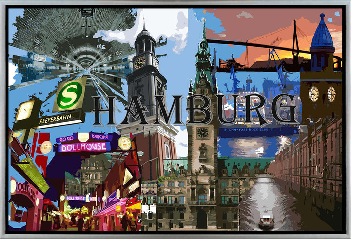 Hamburg Collage No. 4 | Giclee auf Holzkeilrahmen
