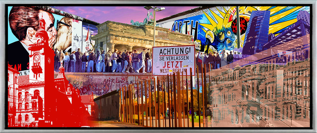Berlin Collage Berliner Mauer | Giclee auf Holzkeilrahmen