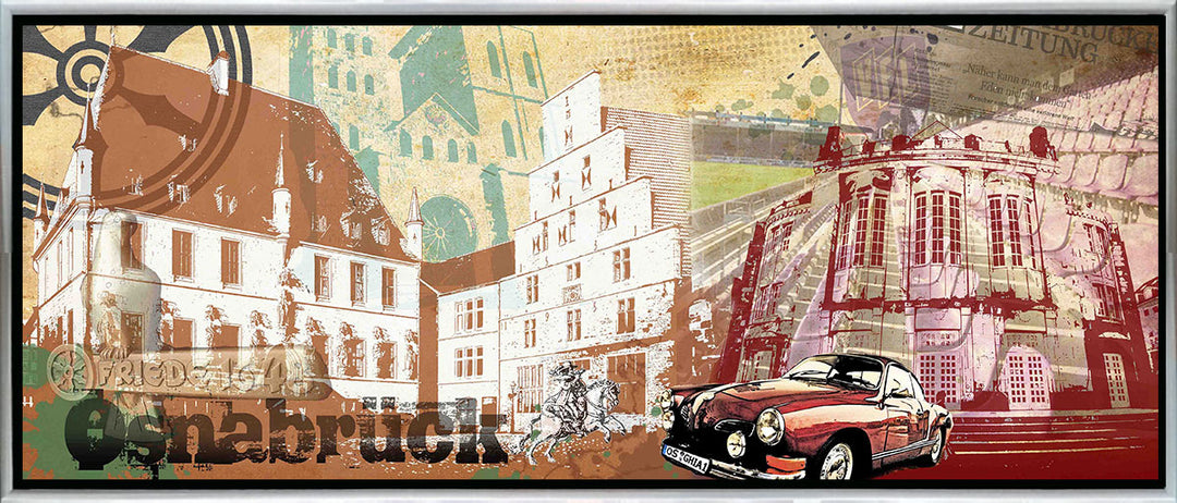 Osnabrück Collage Stadtwaage | Giclee auf Holzkeilrahmen