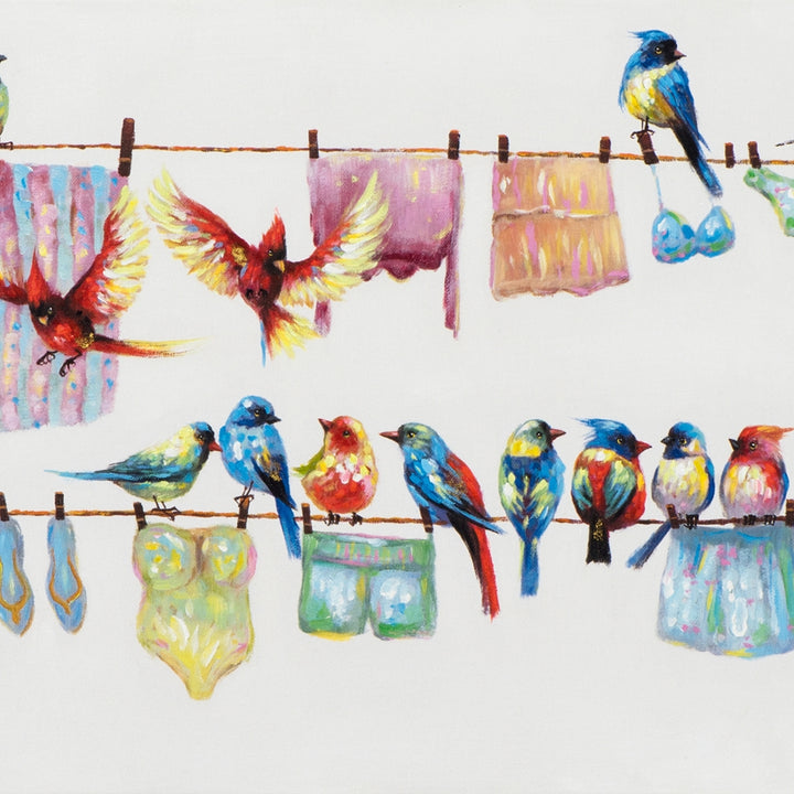 Vögel an der Wäscheleine