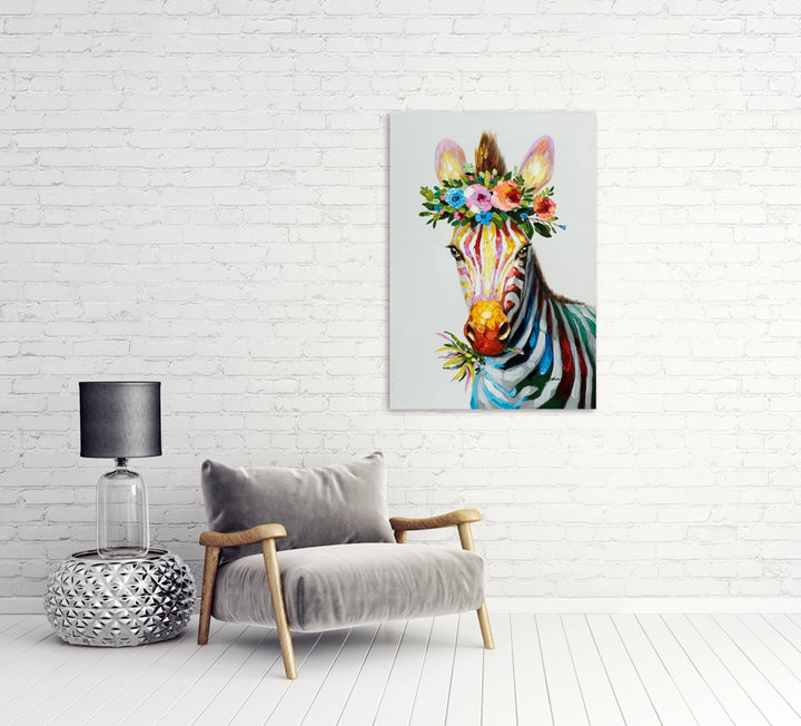Zebra mit Blumendeko