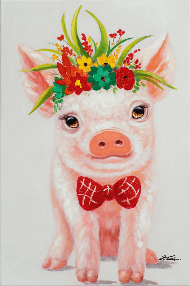 Schweinchen mit Blumenkrone
