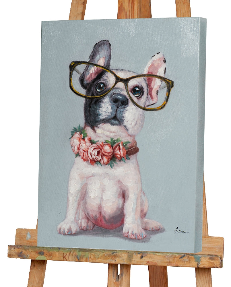 Kleiner Hund mit Brille
