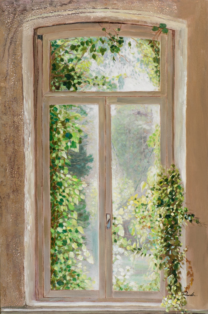 Altes überwuchertes Fenster