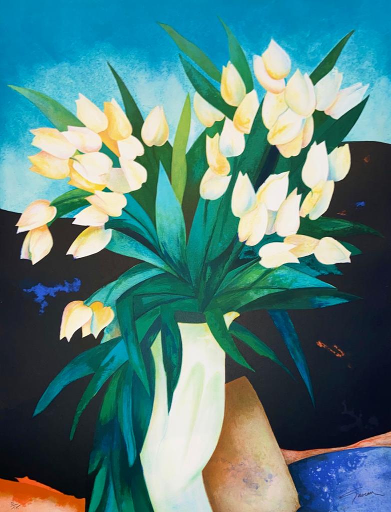 "Bouquet au vase de porcelaine" | Claude Gaveau
