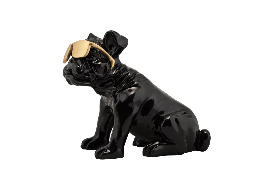 Bulldogge mit goldener Sonnenbrille