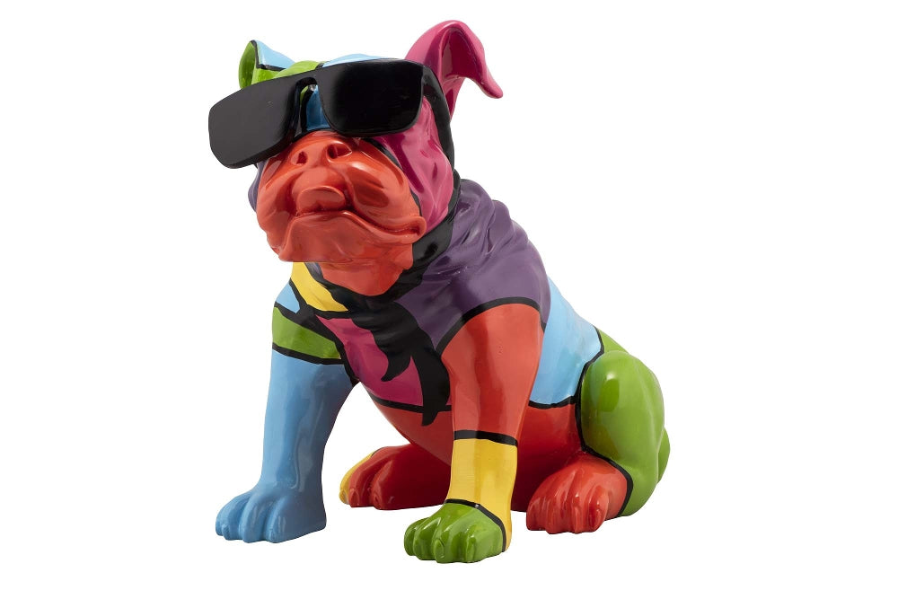 Bunte Bulldogge mit Sonnenbrille