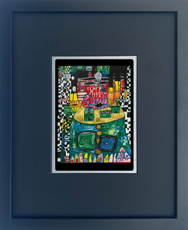 "König der Antipoden" | Friedensreich Hundertwasser Miniprint mit Rahmen
