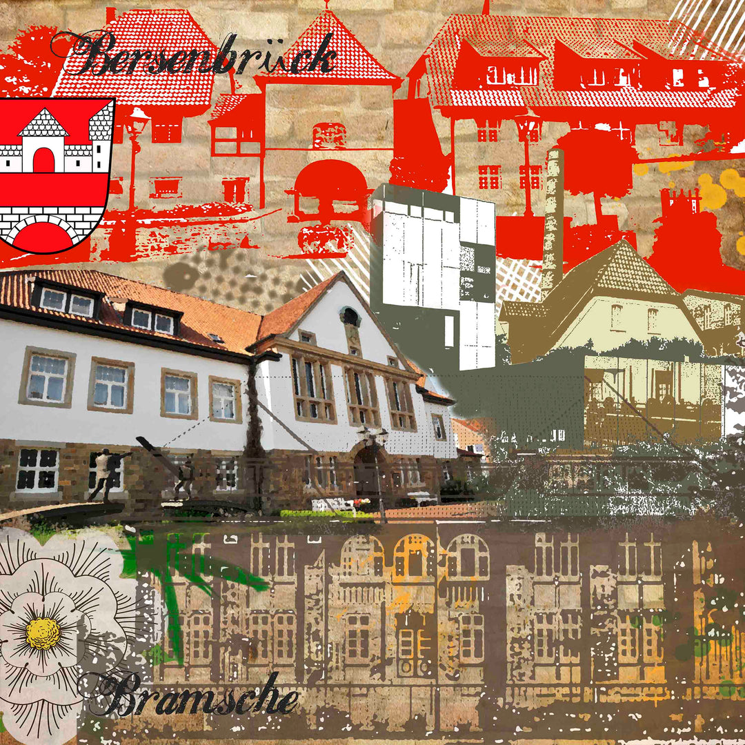 Bersenbrück / Bramsche Collage | Giclee auf Holzkeilrahmen