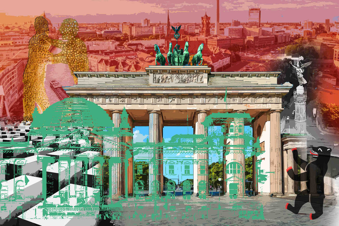 Berlin Brandenburger Tor Collage | Giclee auf Holzkeilrahmen