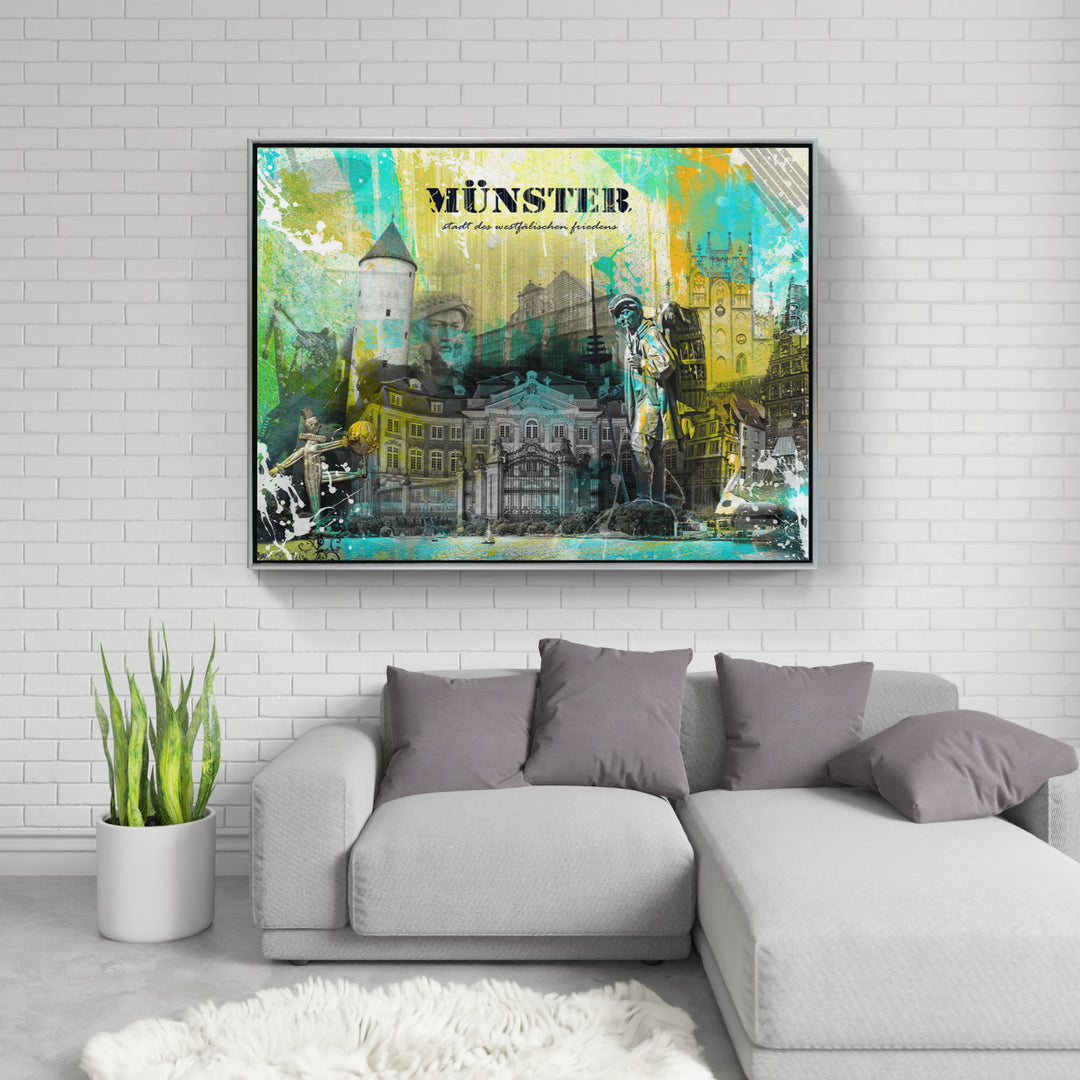 Erbdrostenhof Münster Collage | Giclee auf Holzkeilrahmen