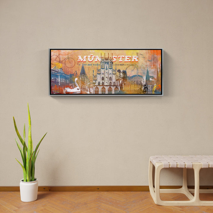 Orange Münster Collage | Giclee auf Holzkeilrahmen