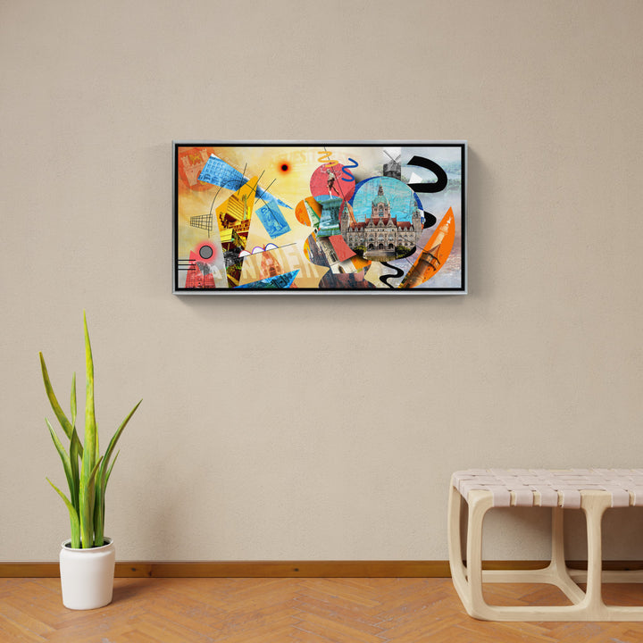 Abstraktes Hannover Collage | Giclee auf Holzkeilrahmen