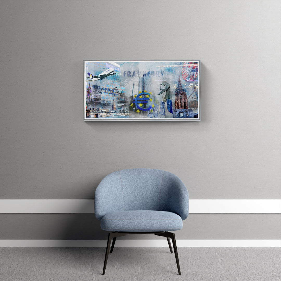 Zentrum Frankfurt Collage | Giclee auf Holzkeilrahmen