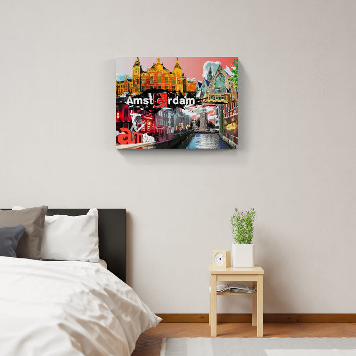 Abstraktes Amsterdam No.1 Collage | Giclee auf Holzkeilrahmen