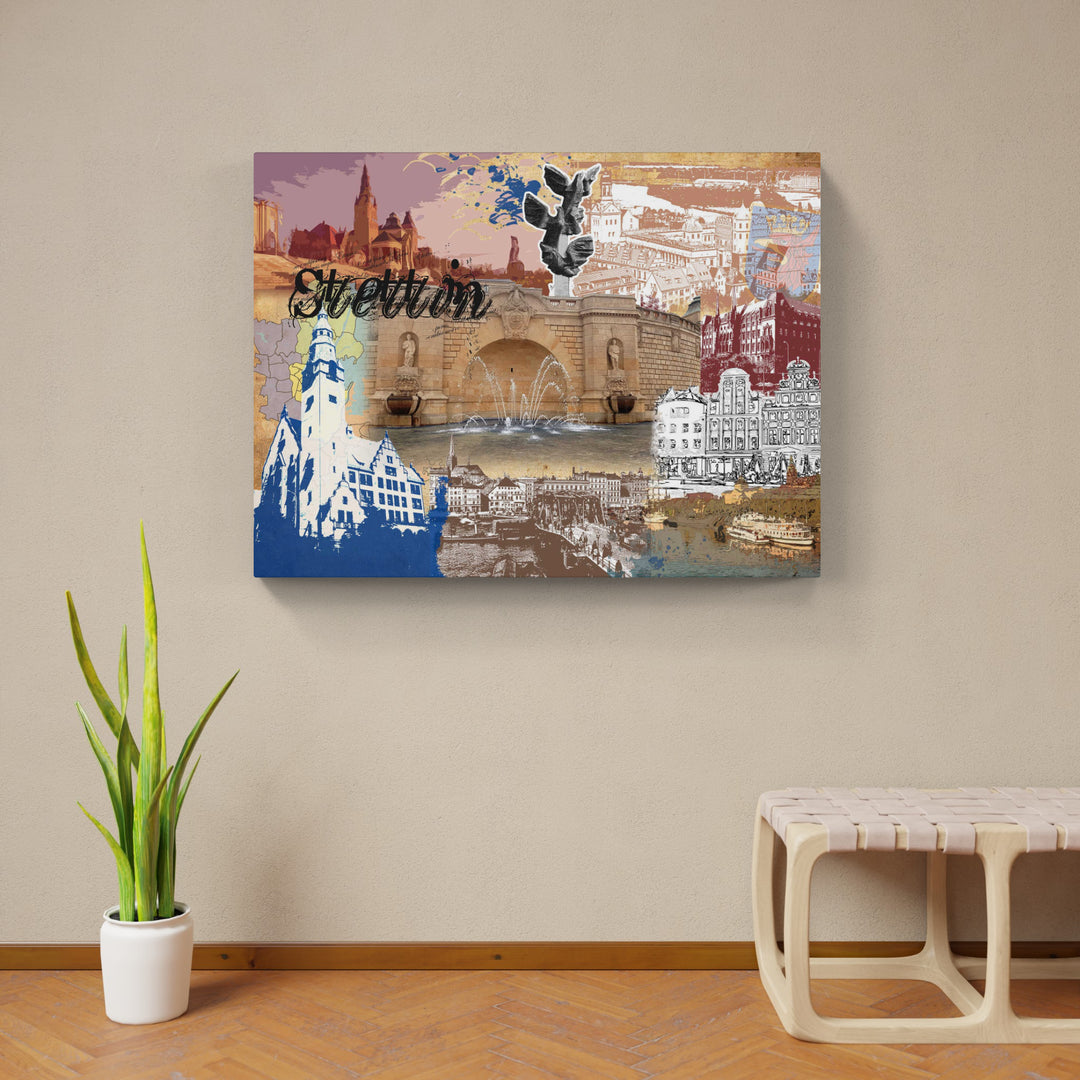 Stettin Collage | Giclee auf Holzkeilrahmen
