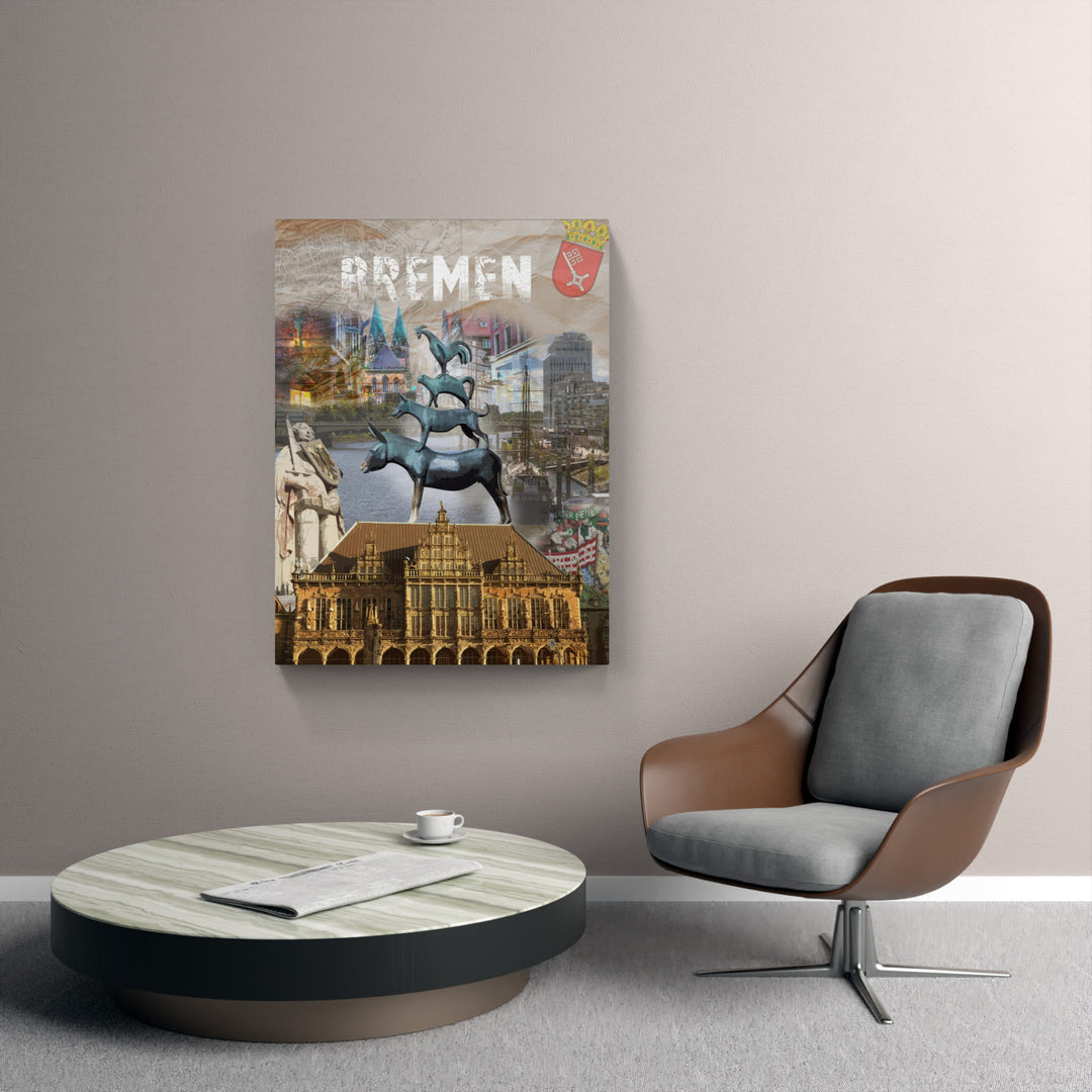 Vintage Bremen Collage | Giclee auf Holzkeilrahmen