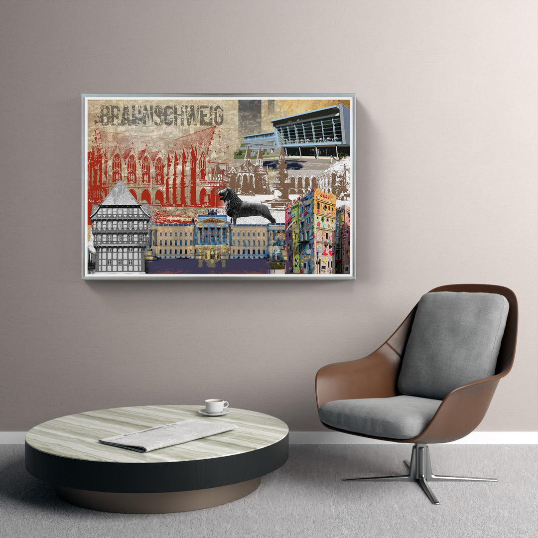 Braunschweig Collage No.2 | Giclee auf Holzkeilrahmen