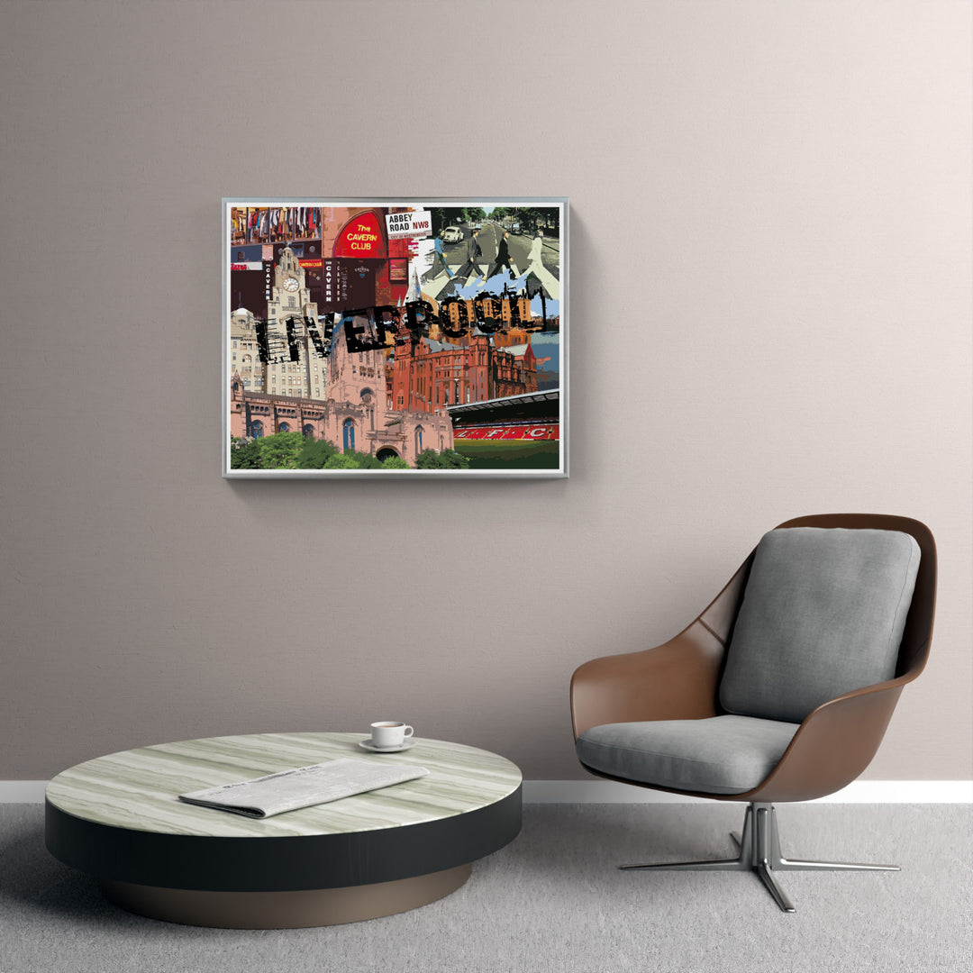 Liverpool Collage | Giclee auf Holzkeilrahmen