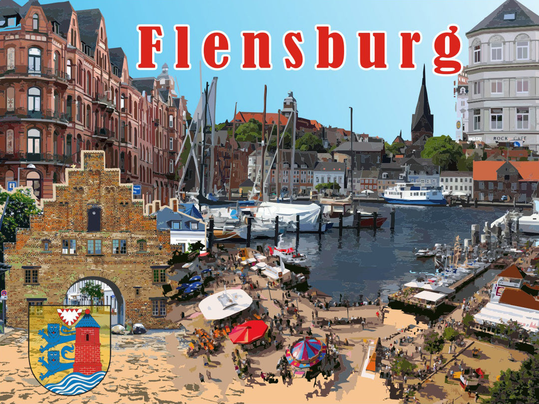 Flensburg Collage | Giclee auf Holzkeilrahmen