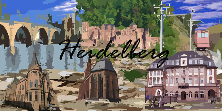 Heidelberg Collage | Giclee auf Holzkeilrahmen