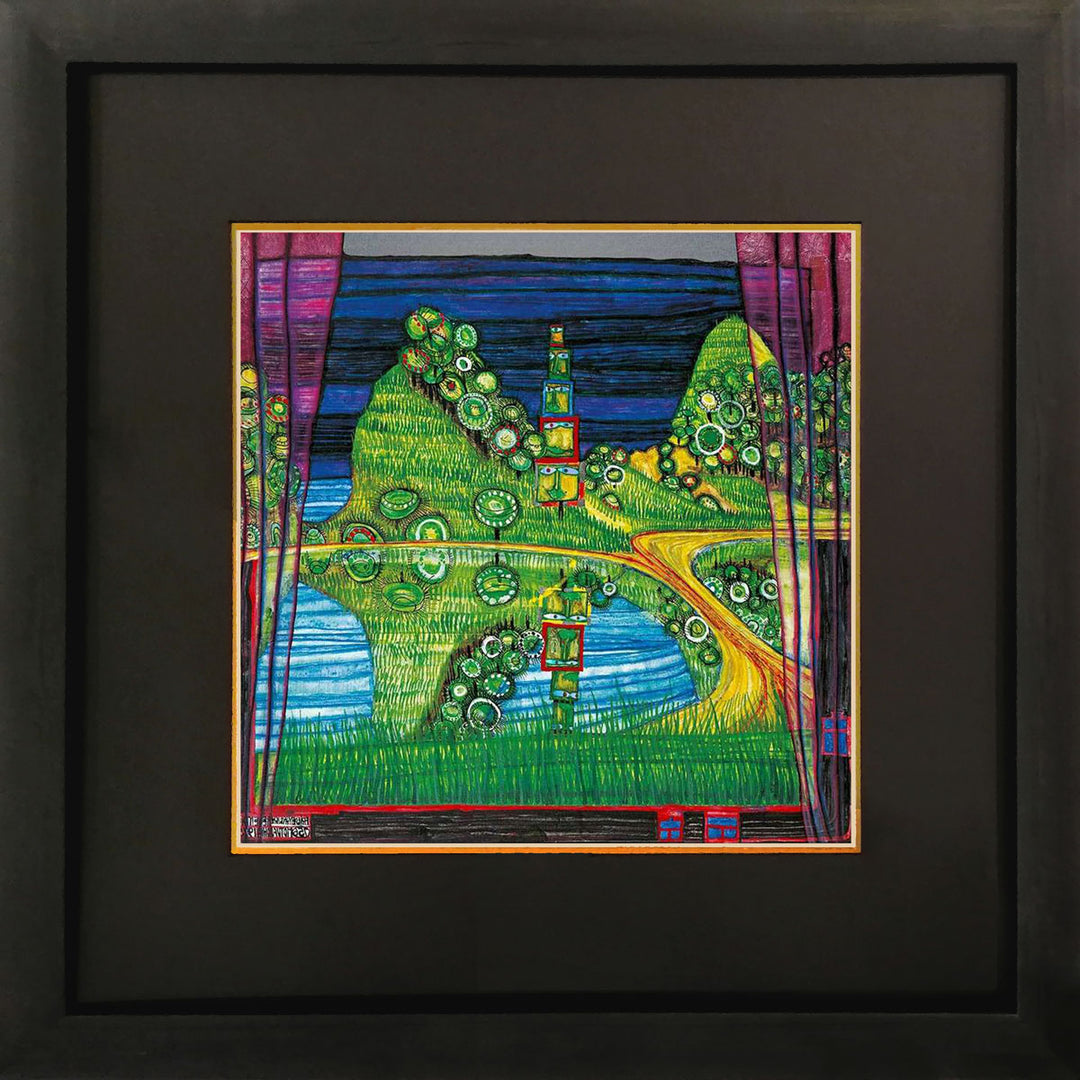 "Antipodische Insel" | Friedensreich Hundertwasser mit Rahmen