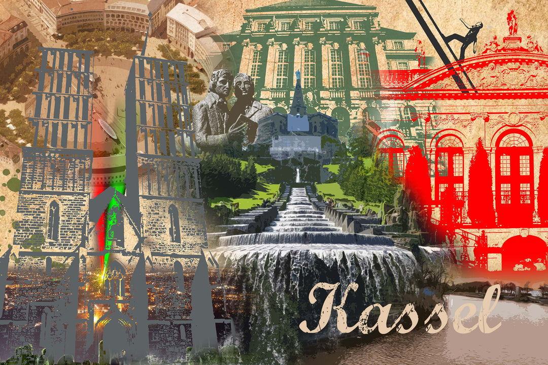 Kassel Collage | Giclee auf Holzkeilrahmen