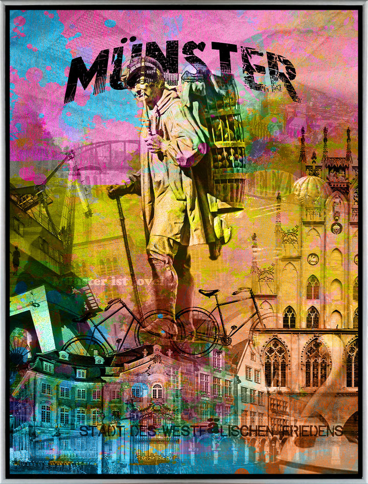 Kiepenkerl Münster Collage | Giclee auf Holzkeilrahmen