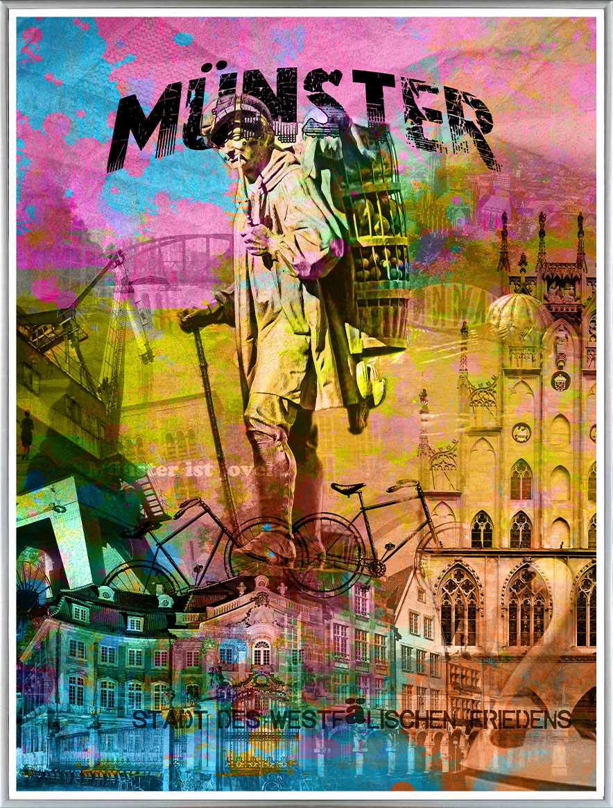 Kiepenkerl Münster Collage | Giclee auf Holzkeilrahmen