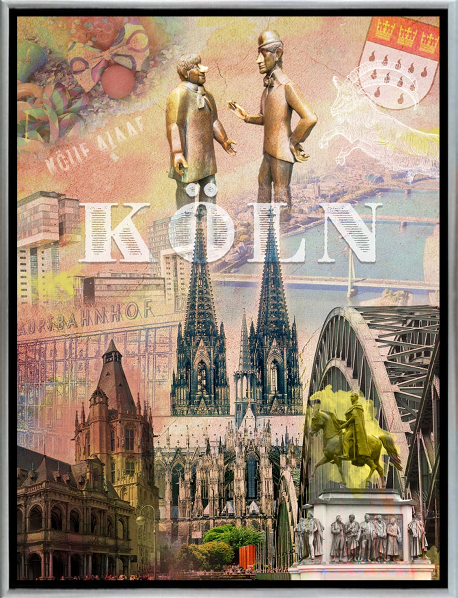 Kölner Leben Collage | Giclee auf Holzkeilrahmen
