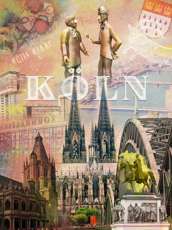 Kölner Leben Collage | Giclee auf Holzkeilrahmen