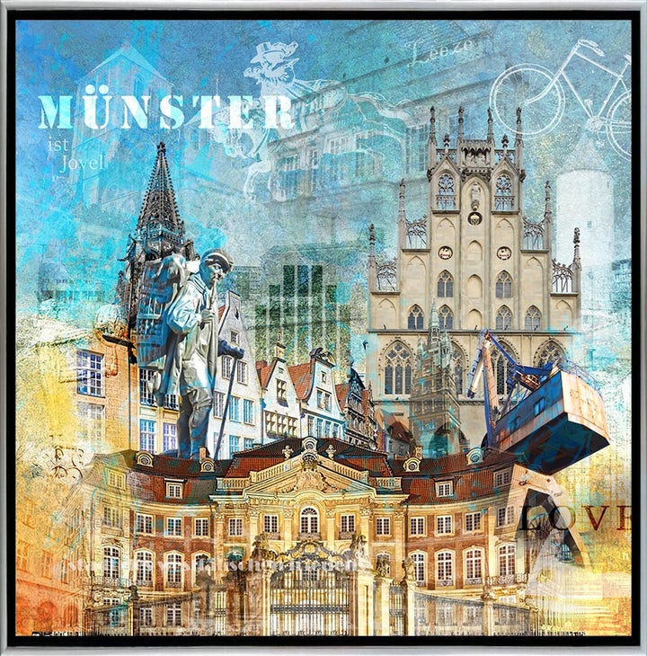 Münster-Friedensbild Collage 2023 | Giclée auf Holzkeilrahmen