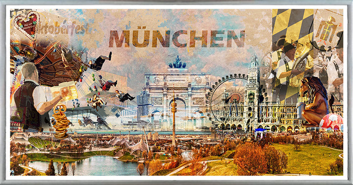 Oktober München Collage | Giclee auf Holzkeilrahmen