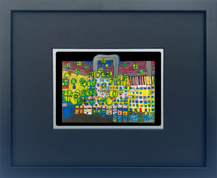 "Jardin Public" | Friedensreich Hundertwasser Miniprint mit Rahmen