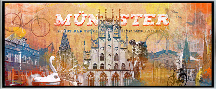 Orange Münster Collage | Giclee auf Holzkeilrahmen
