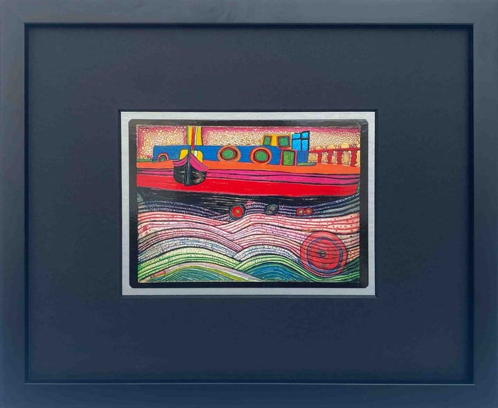 "Regentag auf Liebe Wellen" | Friedensreich Hundertwasser Miniprint mit Rahmen