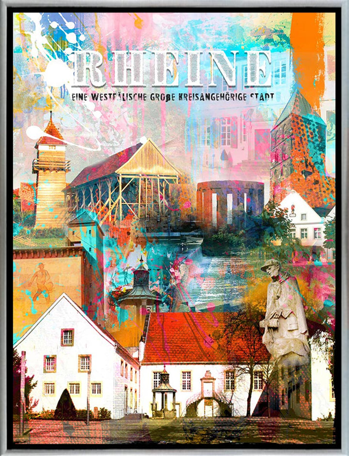 Graffiti Rheine Collage-Hochformat | Giclee auf Holzkeilrahmen
