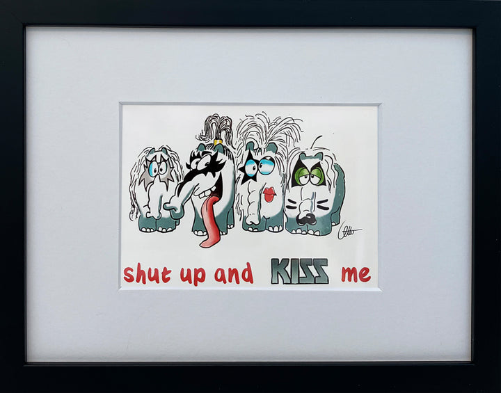 "Shut up and KISS me" | Otto Waalkes Miniprint mit Rahmen