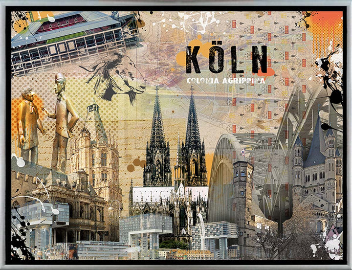 Vintage Köln Collage | Giclee auf Holzkeilrahmen
