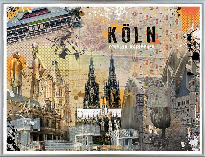 Vintage Köln Collage | Giclee auf Holzkeilrahmen