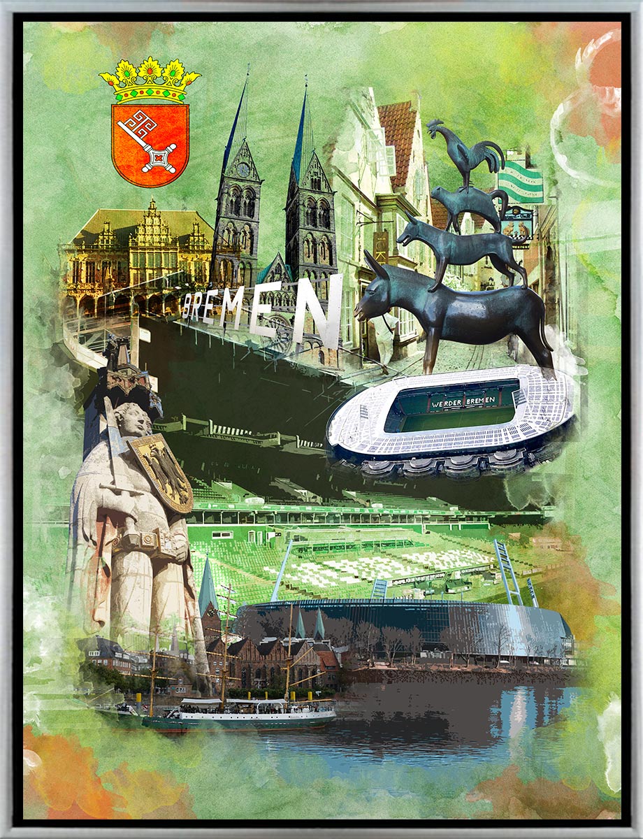 Weserstadion Bremen Collage | Giclee auf Holzkeilrahmen